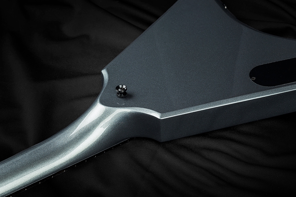 Kiesel Guitars Type-V TV6 neck heel with gunmetal metallic finish