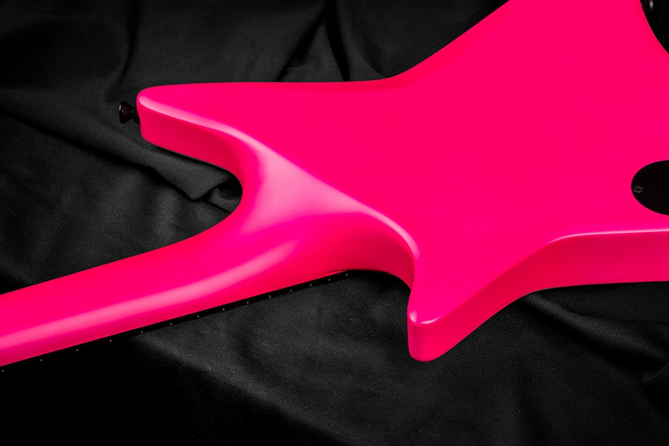 Kiesel Guitars Type-X X6 neck heel with hot pink finish