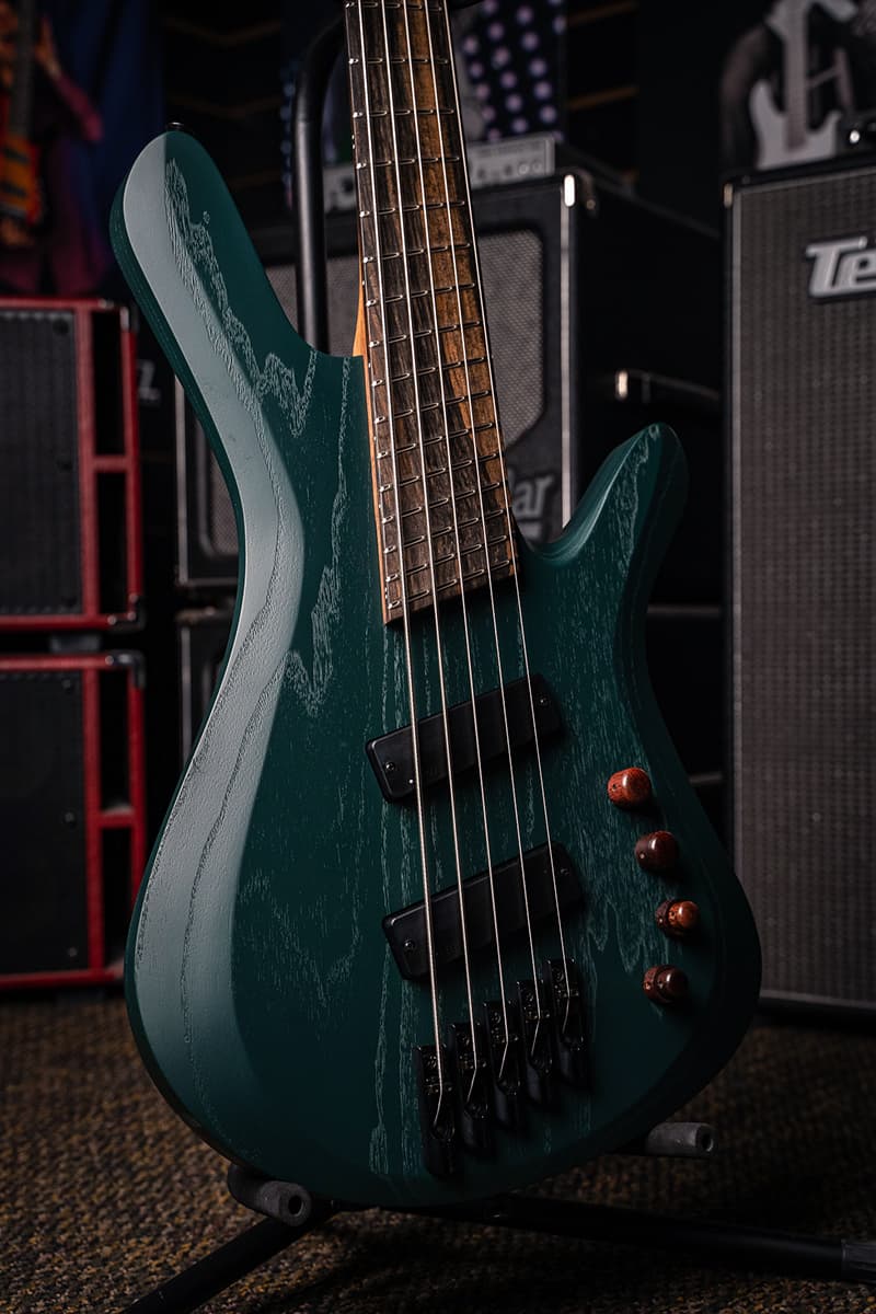 /Kiesel Guitars Vanquish Bass 5 String Multiscale Bass With british racing green raw tone finish, swamp ash body, black hardware, royal ebony fingerboard, wooden knobs WK, no top inlays NIN