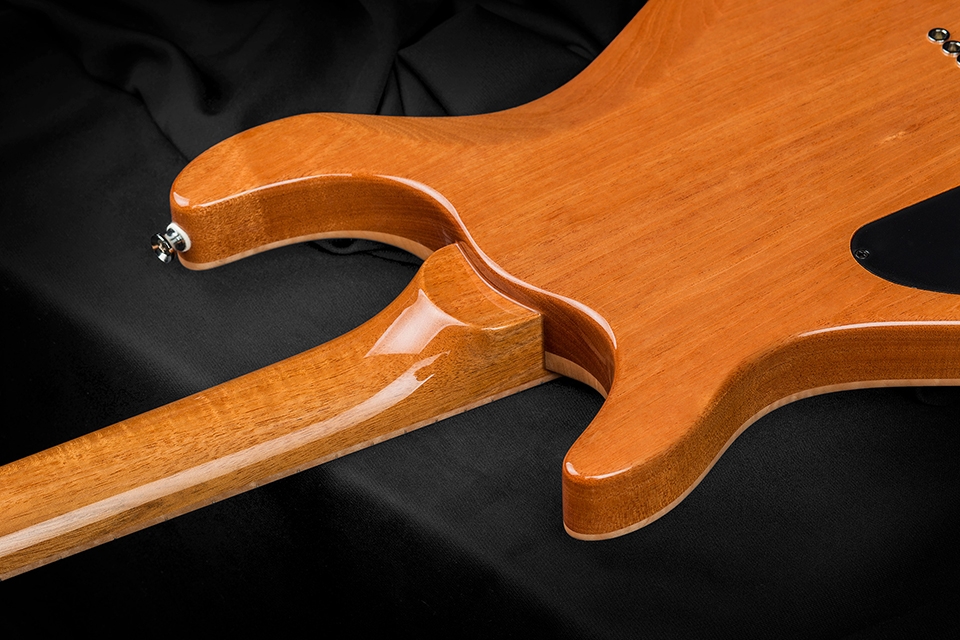 Kiesel Guitars CT6 neck heel with mahogany body
