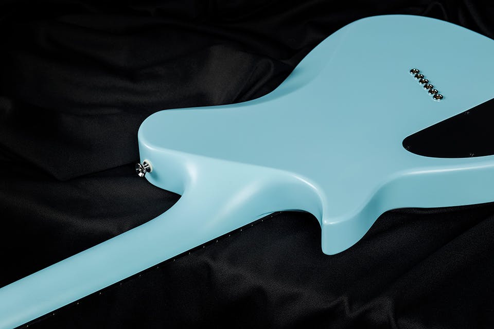 Kiesel Guitars SCB multiscale SCB6M light blue finish, neck heel