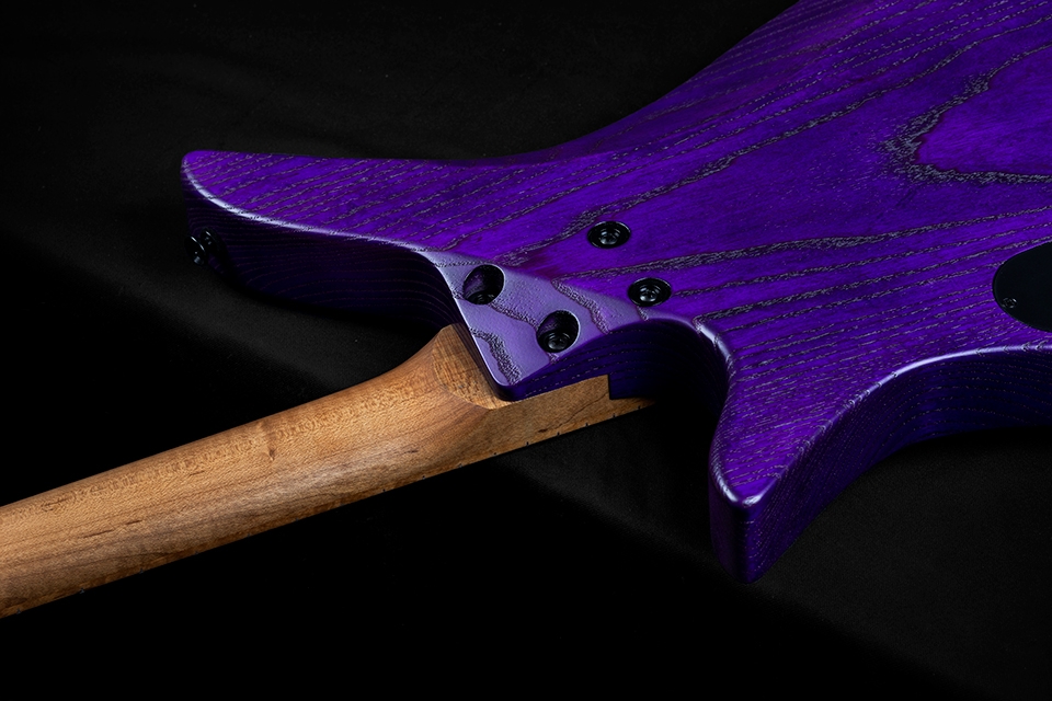 Kiesel Guitars Thanos Guitar TG6 Neck Heel with tanslucent purple raw tone finish
