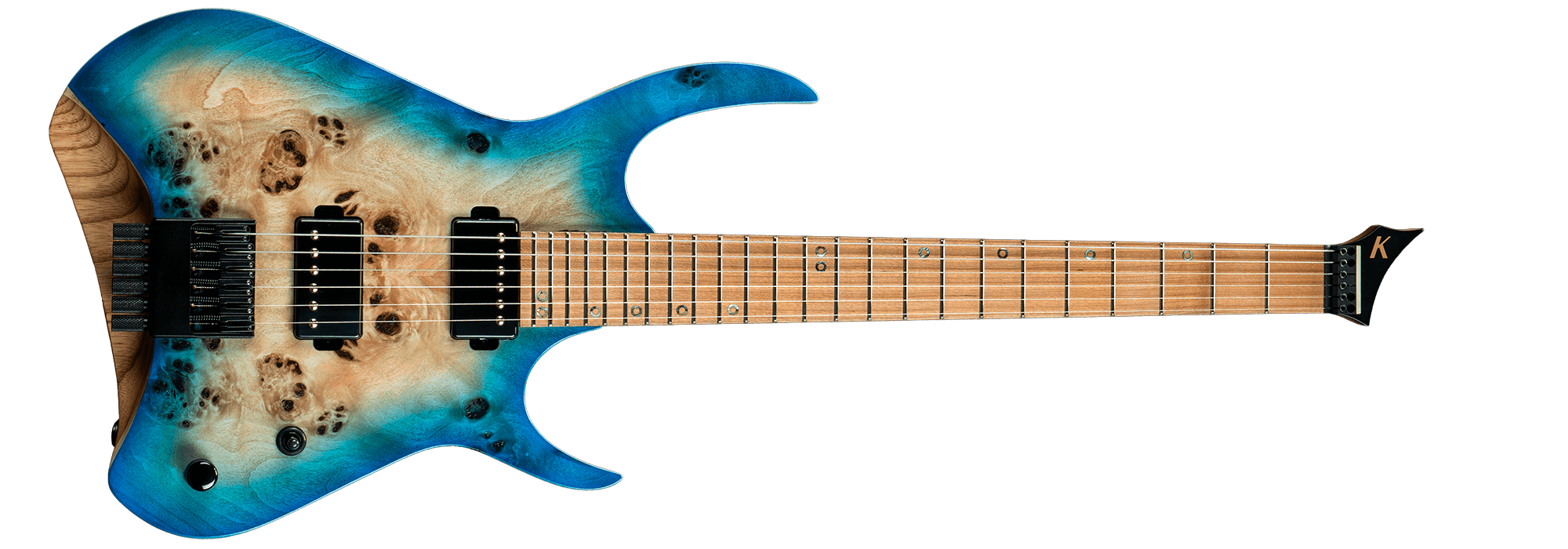 Kyber Headless in Translucent Aqua Burst finish