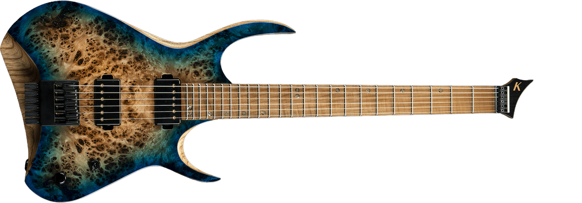 Kyber Headless in Translucent Aqua Burst finish