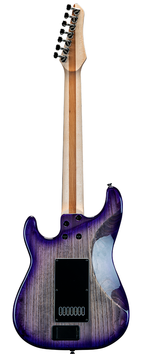 Delos rear with Evertune and 3 piece maple neck with 1 roasted maple stripe