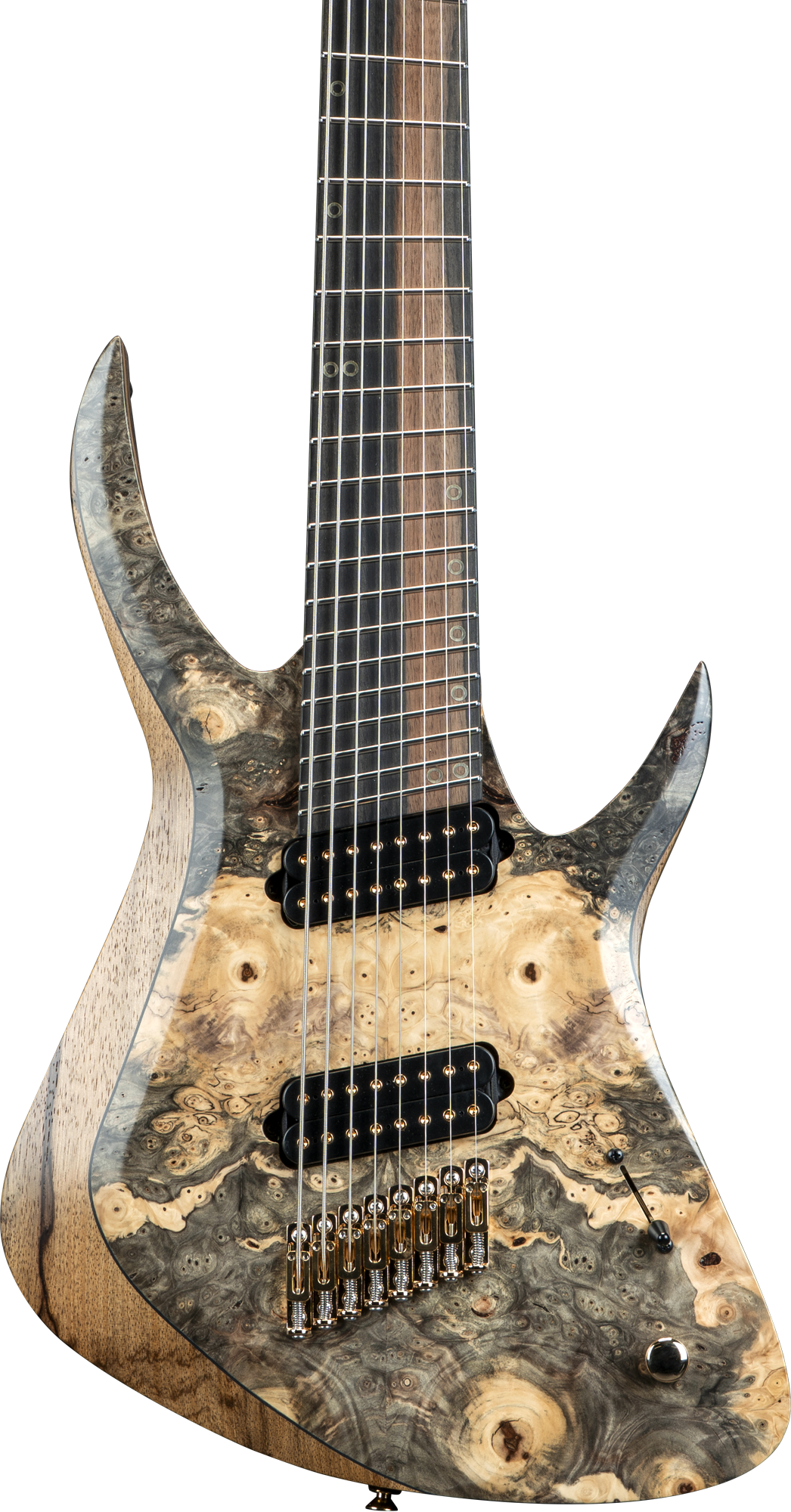 Antares 6-string in lime burst with quilted top and natural wood binding